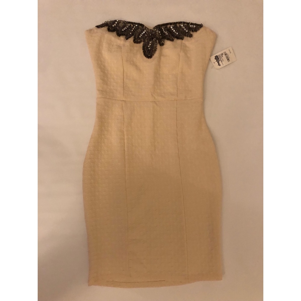 Ivory Strapless Embellished/Beaded Mini Dress XS